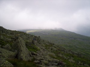 Inching closer to the summit and into the clouds