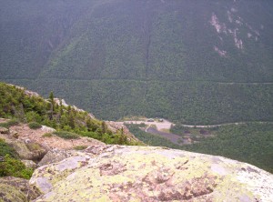 Looking down from Mount Webster on the AMC's Highland Center