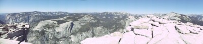 A panorama near one of the sheerer cliffs of Half Dome