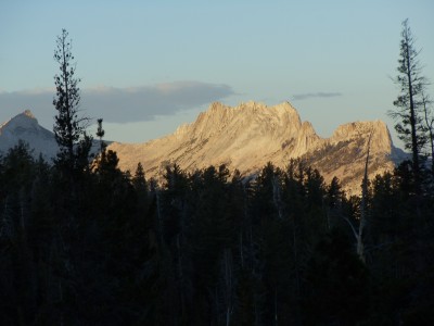 Echo Peaks and Matthes Crest, with a sunset glow