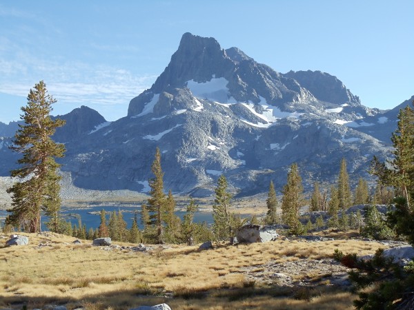 Banner Peak towers over Thousand Island Lake