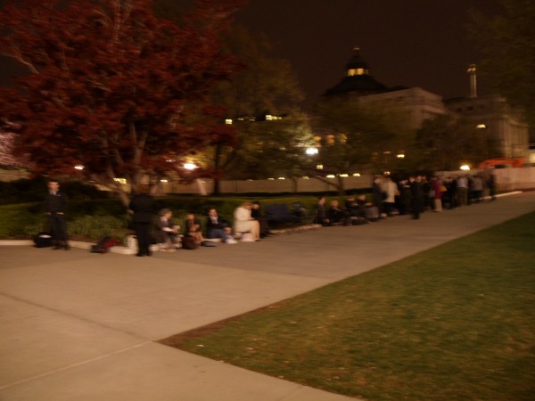 05:37: The line approaches the fifty-person threshold