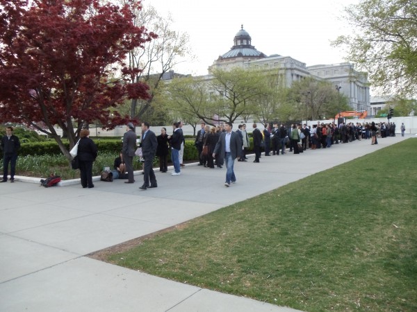 The line at 07:00 stretches all the way down the block